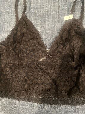 PINK Victoria's Secret Black Polka Dot Lace Bralette